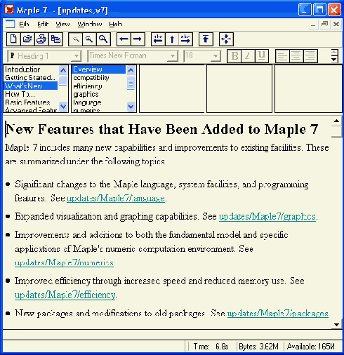 Окно курса обучения основам Maple